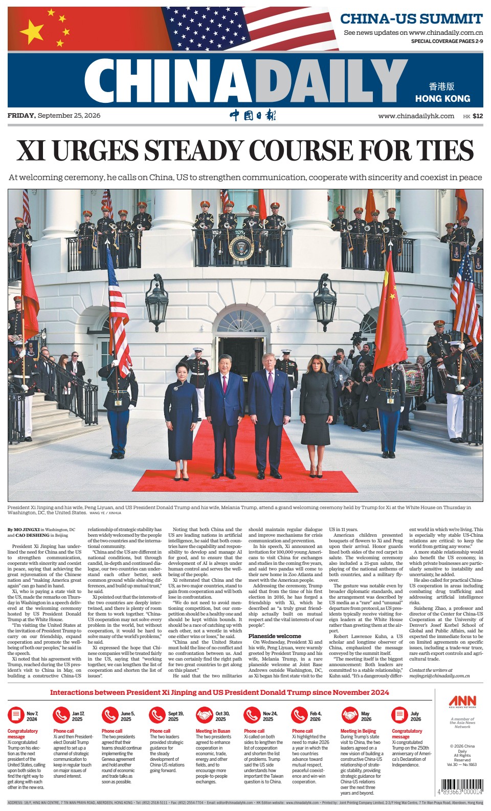 Prima-pagina-China Daily-oggi-edizione-di-oggi-20260925